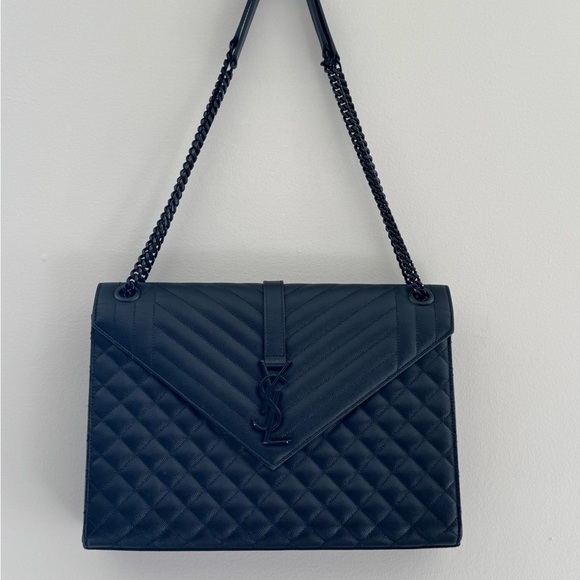 YSL Triquilt Large Envelope Bag Noir - Picture 2 of 11